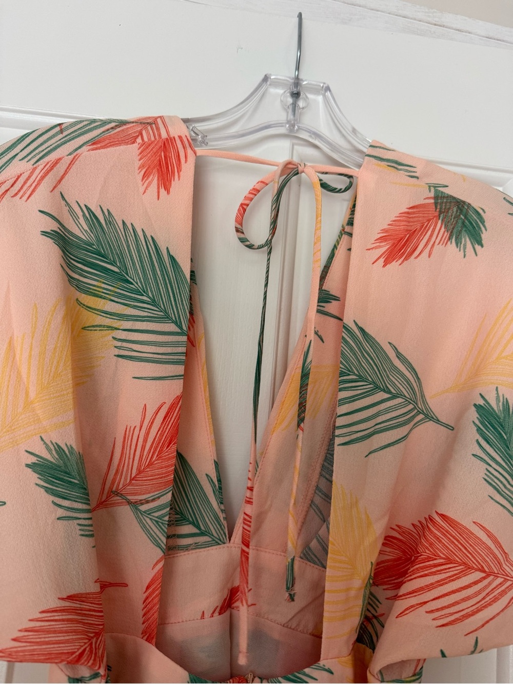 Floral Palm Print Mini Dress in Peach - Picture 4 of 6